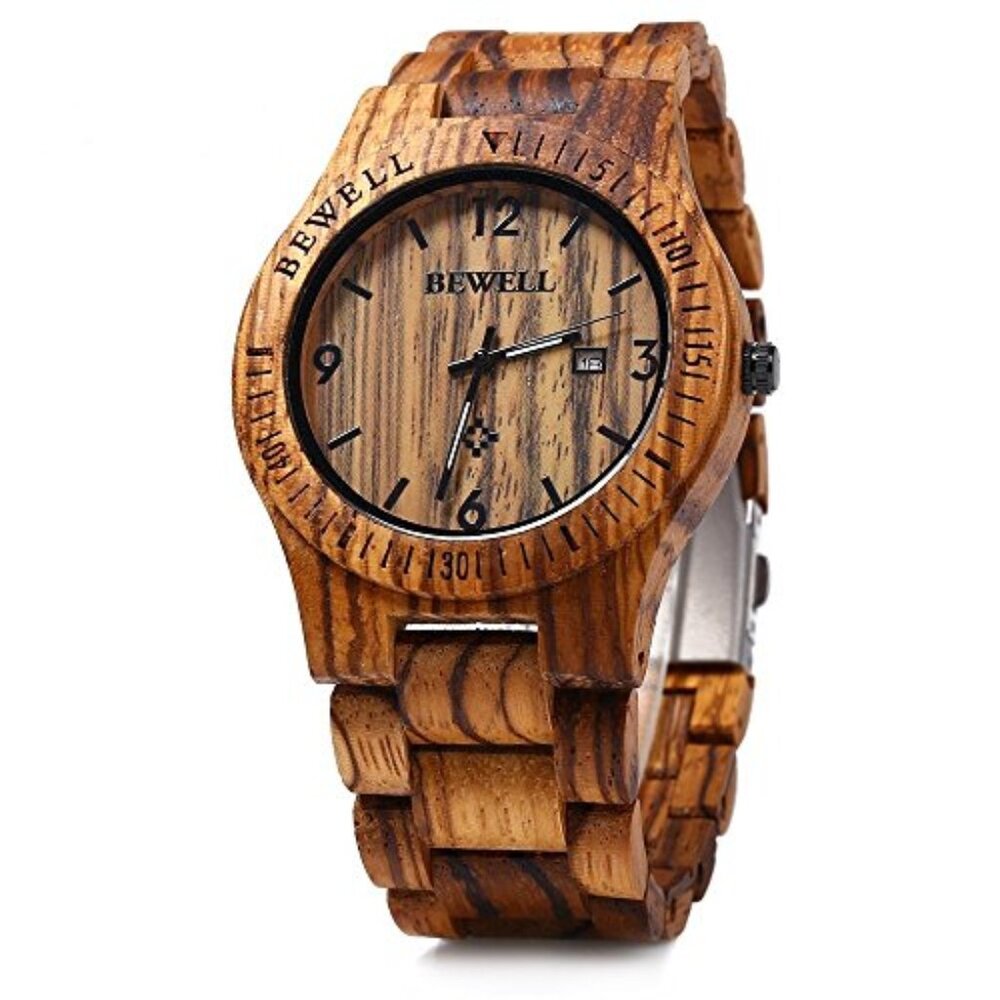 Mens Wooden Watch Analog Quartz Lightweight Handmade Wood Wrist‎ Watch